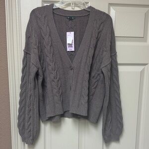 NWT brown cable knit cardigan